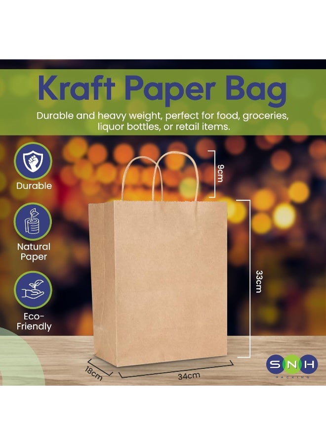 SNH Packing Kraft Paper Bag Brown Twisted Handle 33X34X18 cm Party Bags Hen Bride Birthday Gift Wedding Celebrations For Favour - 50 Pieces - Image 2